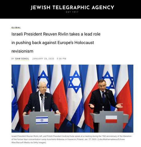 Publikacja w Jewish Telegrapchic Agency